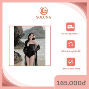 Set đồ bơi liền thân kèm áo choàng ren