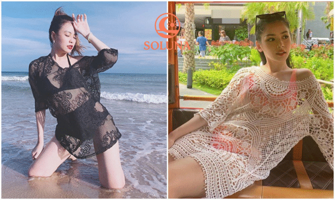 khăn lưới xuyên thấu mặc cùng bikini